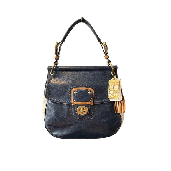 COACH Coach 19031 LEGACY WILLIS Marbled Navy LEATHER HANDBAG - Picture 1 of 8